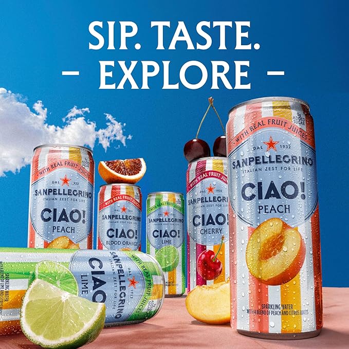 Sanpellegrino CIAO Lime Sparkling Water, Low-Calorie Italian Sparkling Water with Real Fruit Juices, 0g Added Sugar, 24-Pack - Bloomnest
