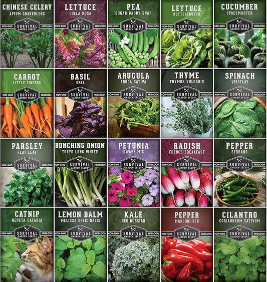 Hydroponic & Indoor Garden Seed Kit – 20 Compact Heirloom Vegetable & Herb Varieties | Apartment, Small-Space, Patio & Vertical Tower Growing | Family Garden Gift – Survival Garden Seeds - Bloomnest