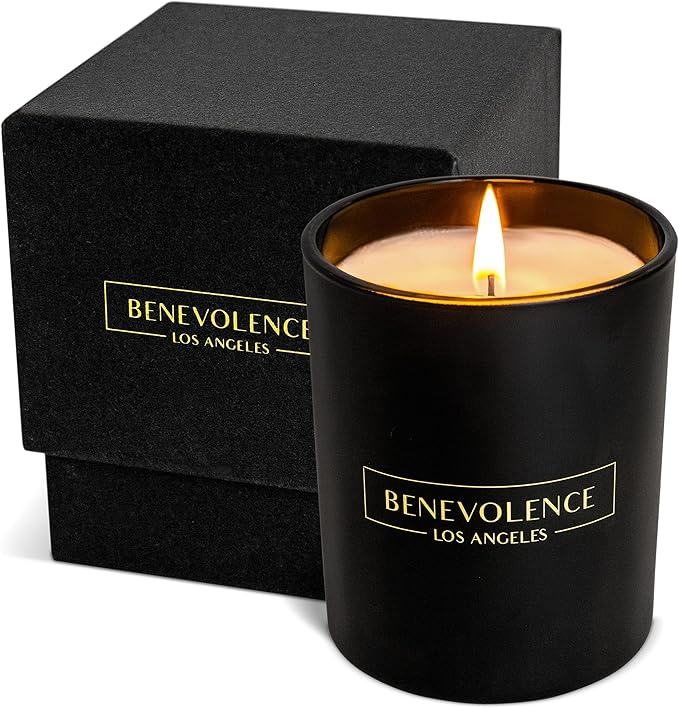 Benevolence LA Lavender, Mint & Sage Scented Candle | Soy Christmas Candles, Black Candle for Home | Holiday Candles Gifts for Women and Men | Home Fragrance | Aromatherapy| 8oz, 45 Hour Burn - Bloomnest