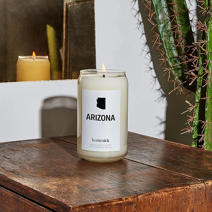 Homesick Scented Candles for Home (Arizona) - 13.75 oz Long-Lasting Soy Wax Jar Candle for Women & Men for All Occasions, 60-80 Hours Burn Time - Notes of Musk, Orange & Lime - Bloomnest