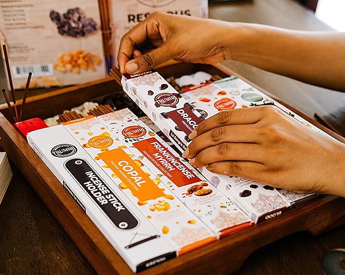Trumiri Incense Sticks - 120 Insence-Sticks (20 Insense x 6 Incents) - Incienso Inscents-Sticks with Dragon Blood Frankincense Myrrh Benzoin Amber Copal Resin and Camphor Alcanfor + Incense Holder - Bloomnest