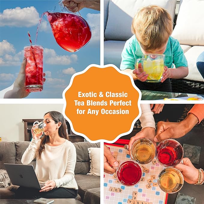 Tiesta Tea - Fruity Tea Sampler Dry Flight Set, Loose Leaf, No Caffeine, Makes Hot and Iced, Assorted Fruit Brews with Mango, Peach, Orange Drinks & More, 8 Resealable Sample Pouches - Bloomnest