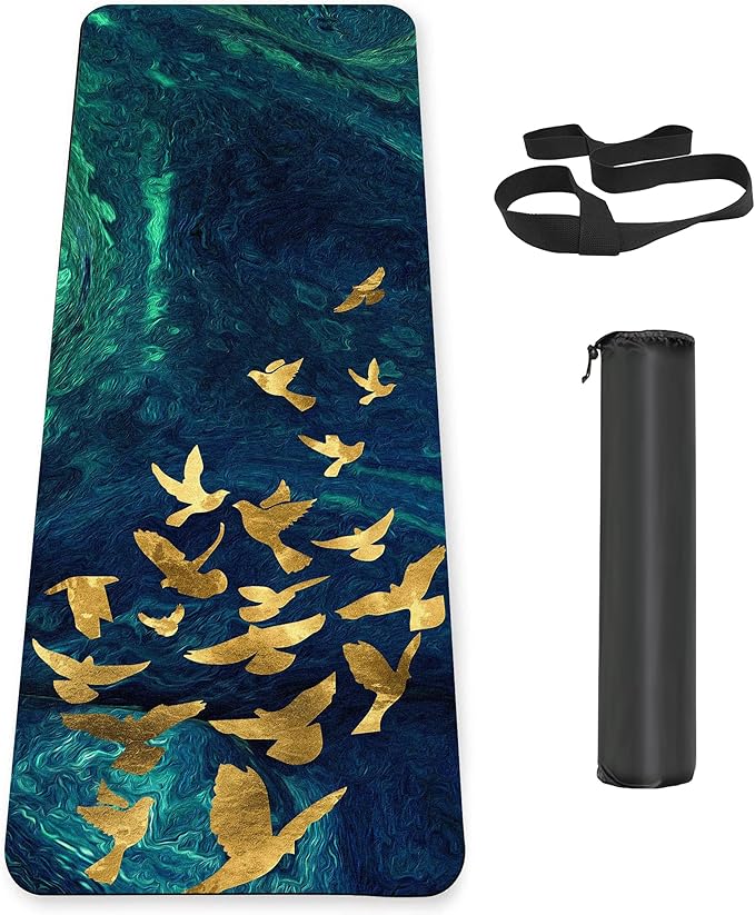 Non Slip Yoga Mat TPE Workout Mat for Men Women, Thick Workout Mat with Carrying Strap, Fitness Mats for Exercise, Yoga, Fitness, Pilates, Floor Workouts (72" x 24" x 6mm) - Bloomnest