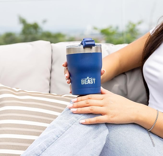 Beast 10 oz Tumbler Stainless Steel Vacuum Insulated Coffee Ice Cup Double Wall Travel Flask (Royal Blue) - Bloomnest