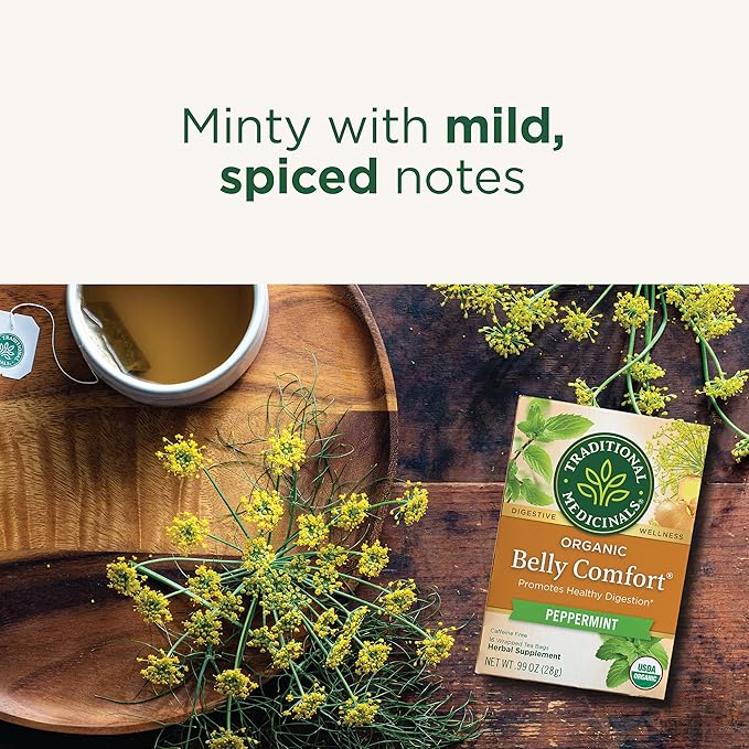 Traditional Medicinals Tea, Organic Belly Comfort Peppermint, Promotes Healthy Digestion, 16 Tea Bags - Bloomnest