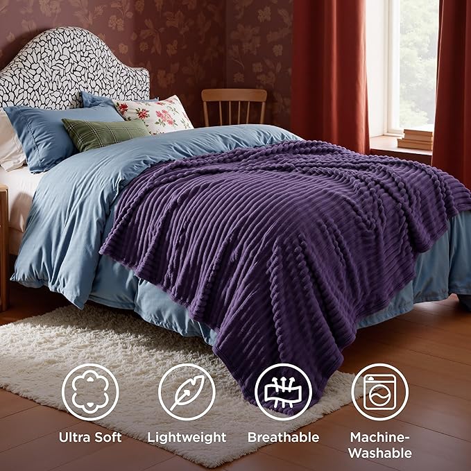 Bedsure GentleSoft Purple Throw Blanket for Couch - Super Soft Cozy Blankets for Women, Cute Small Blanket for Girls, 50x70 Inches - Bloomnest