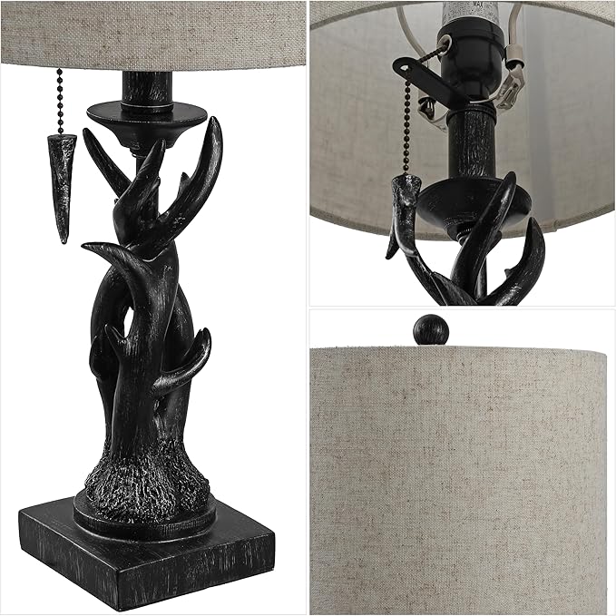 JONATHAN Y JYL1031B Gaston 20.5" Resin Mini LED Table Lamp for Living Room, Family Room, Dining Room, Bedroom, Hallway, Office, Antique Black - Bloomnest