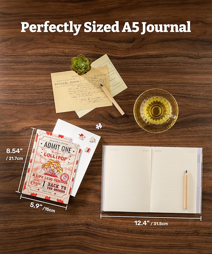 PieceRelax A5 Puzzle Journal for Adults, 300 Piece Plastic Jigsaw Book Cover (Includes Notebook) - Chupa Chups_Timeless Memories - Fun Pass, Unique Gift [YA1067] - Bloomnest