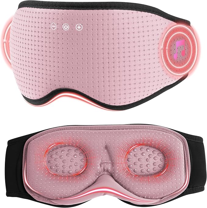 MUSICOZY Sleep Headphones with Bluetooth 5.4 Sleep Mask, Removable 3D Eye Cups for Zero Pressure Comfort, Wireless Bluetooth Eye Mask for Sleeping with Timer - Bloomnest