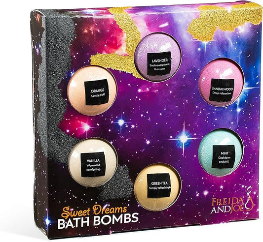 Sweet Dreams Aromatherapy Relaxing Bath Bomb Gift Set for Women - 6 Bomb Bath Fizzers at 4OZ or 113g per Bubble & Spa Bath Gifts - Bloomnest