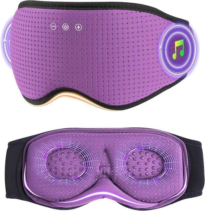 MUSICOZY Sleep Headphones with Bluetooth 5.4 Sleep Mask, Removable 3D Eye Cups for Zero Pressure Comfort, Wireless Bluetooth Eye Mask for Sleeping with Timer - Bloomnest