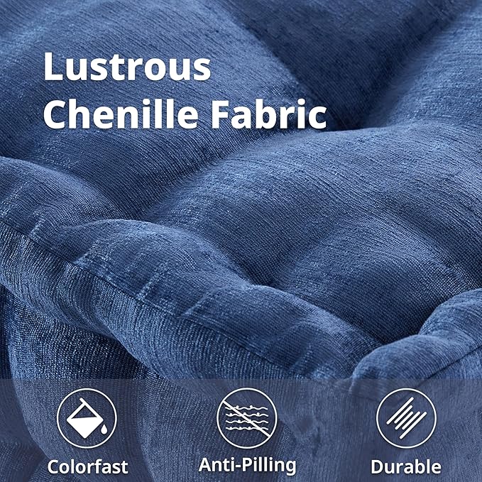 Intelligent Design Azza Large Cushion/Pouf, 24" W x 24" L x 5" H, Square Navy with Handle