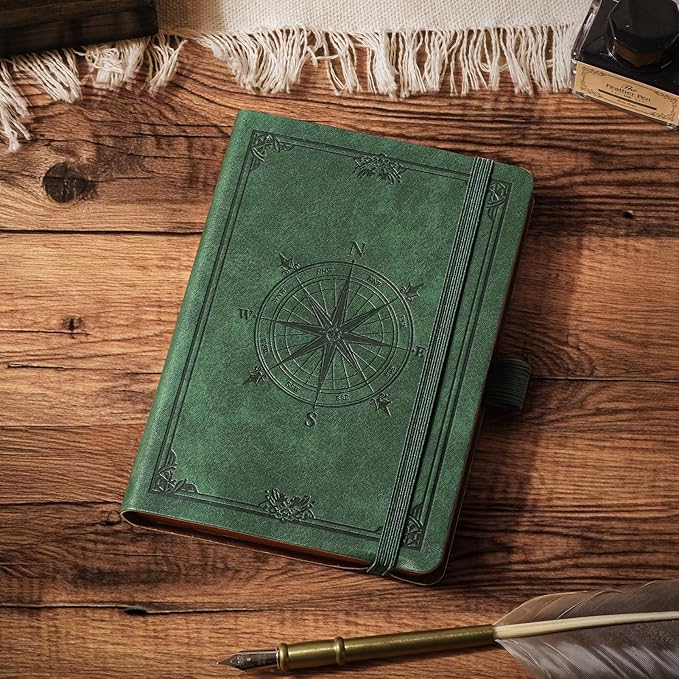 AHGXG Small Lined Pocket Journal Notebook for Men - 256 Numbered Pages College Ruled B6 Mini Journal, Vintage Soft Leather Hardcover, 80gsm Paper, for Women Work Office School, 4.1'' X 5.7''- Dark Green - Bloomnest