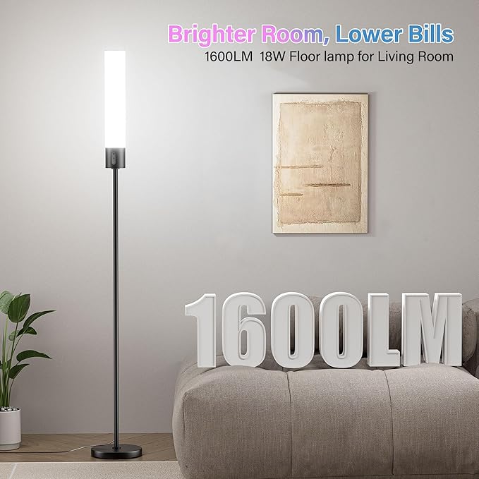 Cylindrical Floor Lamp with RGB, Led Corner Lamp with Remote Control & Warm Cool White Light, Standing Floor Lamp for Living Room, Bedroom, Office - Bloomnest