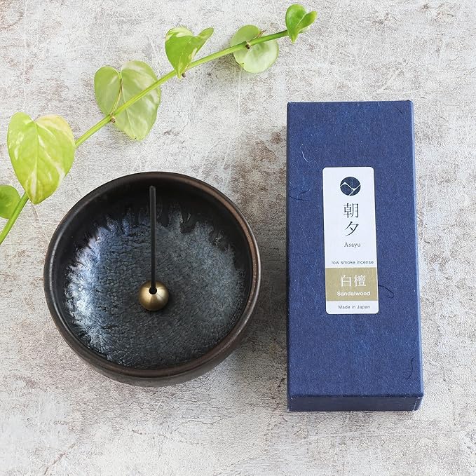 Asayu Japan Low Smoke Incense Gift Set with Incense Holder and Brass Stand, Sandalwood Incense Sticks with Zen Holder - Bloomnest