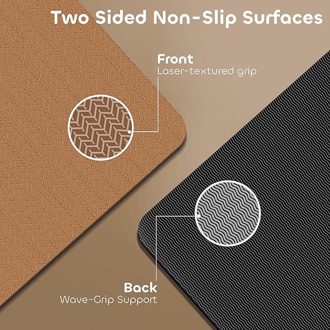 Non-slip TPE Yoga Mat for Women & Men,72"x24" Double-Sided Workout Mat for Home Gym Pilates Fitness,1/4 Inch Packable Lightweight Exercise Mat with Strap for Travel,Non Toxic Exercise Floor Mat - Bloomnest