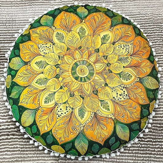 32 in Meditation Floor Cushion, Round Large Floor Pillow for Adult, Yoga Pillows for Sitting On Floor, Boho, Memory Foam Filling - Bloomnest