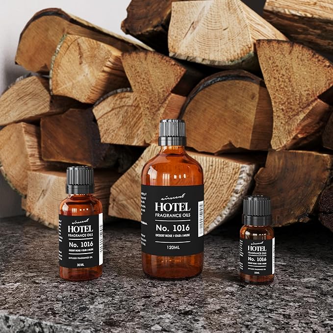 AirScent Hotel Diffuser Oil No. 1016 - Hotel Scent Dupe - Caraway Desert Rose and Oud - Premium Fragrance Oil for Ultrasonic and Waterless Diffusers and Crafting - 120 mL, 4 fl oz Glass Dropper Bottle - Bloomnest