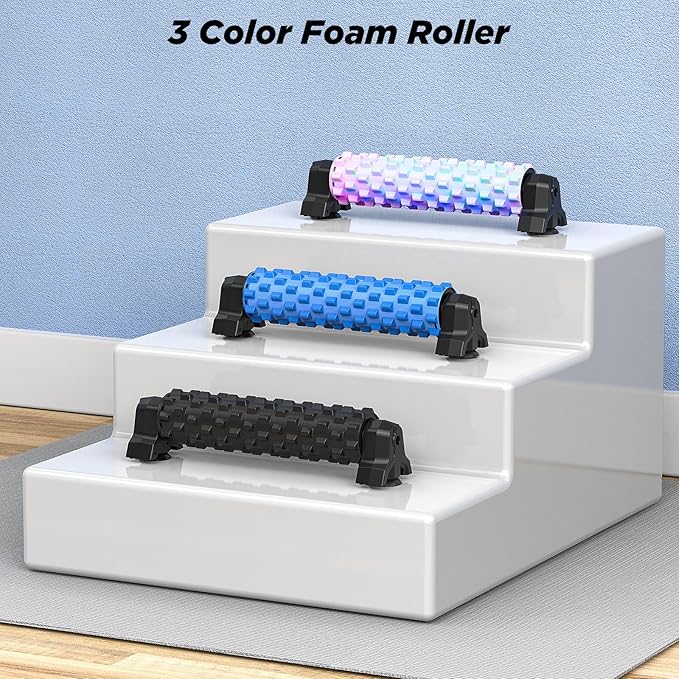 Foam Roller with Suction Cup Stand, 21 inch Trigger Point Deep Tissue Massage Foam Roller,Medium Density Grid Bracket Foam Rollers, Myofascial Release, Relieves Leg Muscle Pain, Gym Equipment - Bloomnest