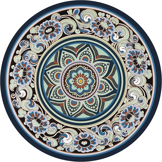 Knsbk Large Round Yoga Mat 4.6'X3.5mm for Exercise Premium Extra Thick, Ultra Comfortable, Non Slip, Meditation Mat - Bloomnest