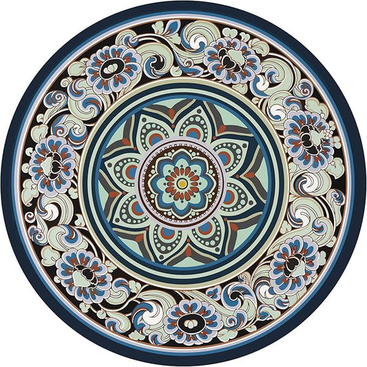 Knsbk Large Round Yoga Mat 4.6'X3.5mm for Exercise Premium Extra Thick, Ultra Comfortable, Non Slip, Meditation Mat - Bloomnest