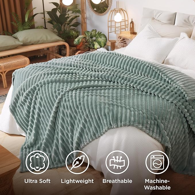 Bedsure GentleSoft Sage Green California King Size Blanket for Bed - Cozy Soft Blankets for Women, Cute Large Throws for Girls, 102x96 Inches - Bloomnest