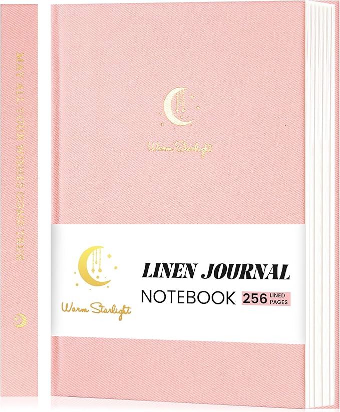 CAGIE Lined Journal Notebook for Women Girls, A5 Hardcover Linen Journals For Writing 256 Pages, Aesthetic Womens Diary, Gifts 8.3'' x 5.7'' Pink - Bloomnest