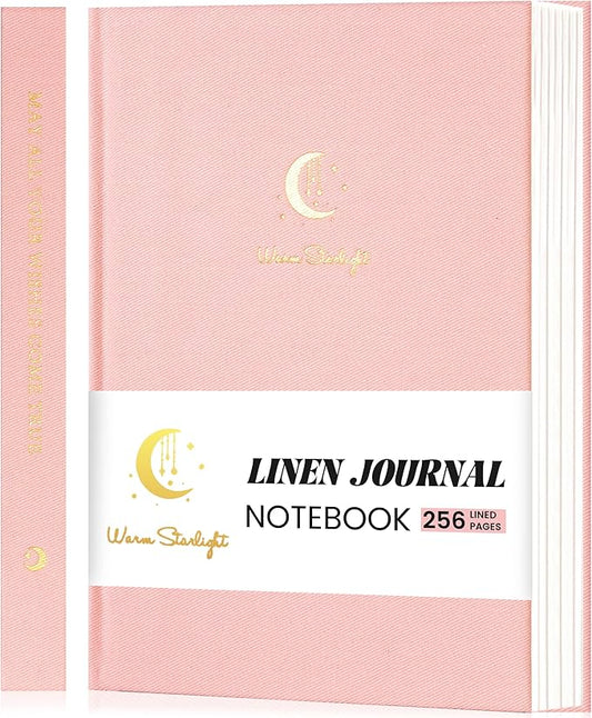CAGIE Lined Journal Notebook for Women Girls, A5 Hardcover Linen Journals For Writing 256 Pages, Aesthetic Womens Diary, Gifts 8.3'' x 5.7'' Pink - Bloomnest