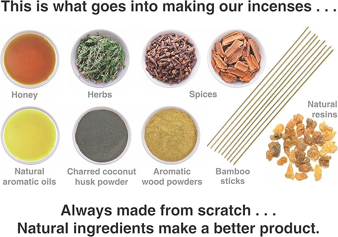 Gift Pack with a Wooden Burner (12 Fragrances) Dragons Blood, White Sage, Palo Santo, Sandalwood, Frankincense, Lavender, Nagchampa, Patchoul, Rose, Passion & Exotic