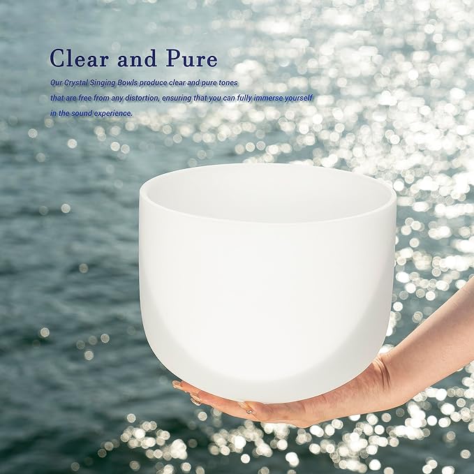 TOPFUND 8 inch F Note Crystal Singing Bowl Heart Chakra Meditation Sound Healing