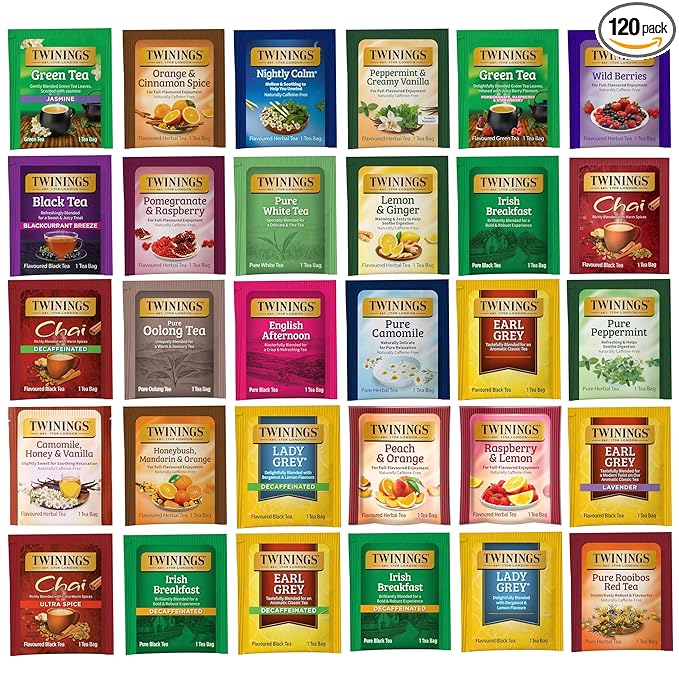 Twinings Tea Bags Sampler Assortment Variety Pack (120 Count) 30 Different Flavors Tea Lovers: Her, Him, Women, Men, Couples, Family, Friends, Coworkers - Bloomnest