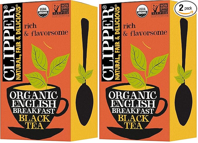 Clipper Tea Organic Fairtrade English Breakfast, Big Ben - USDA Organic, Non-GMO, Fair Trade, Sustainable Caffeinated Tea, 2 Pack, 20 Unbleached Tea Bags - Bloomnest