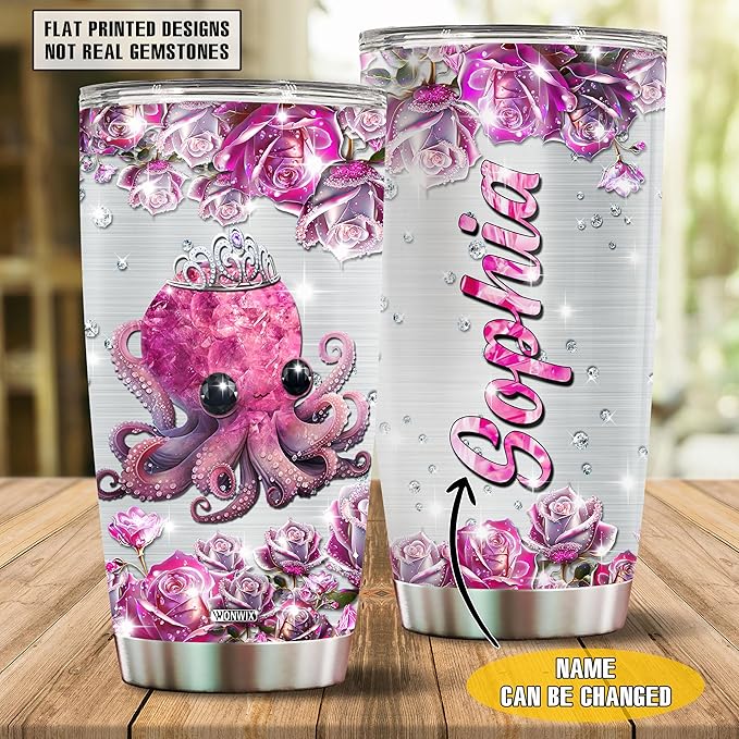 Personalized Octopus Gifts for Women, Insulated Stainless Steel 20oz Coffee Cup Mug Tumbler Water Bottle, Great Gift Idea for Girls Wife Daughter, Christmas Birthday Mother's Day Valentine - Bloomnest