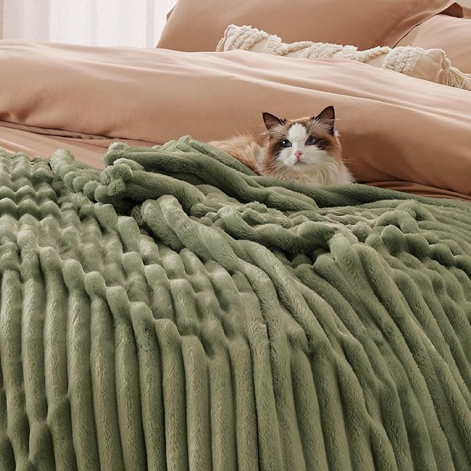 Bedsure GentleSoft Moss Fleece Queen Blanket for Couch - Cozy Soft Blankets for Women, Cute Small Throws for Girls, 90x90 Inches - Bloomnest