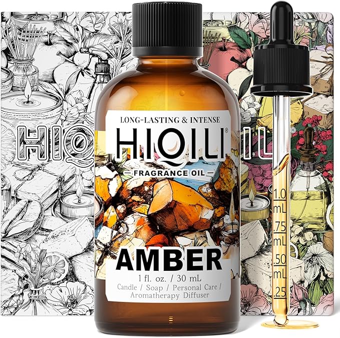 HIQILI Amber Fragrance Oil for Candle, Perfume, Soap Making, Hotel Scents for Essential Oil Diffuser & Aromatherapy - 1 Fl Oz HIQILI