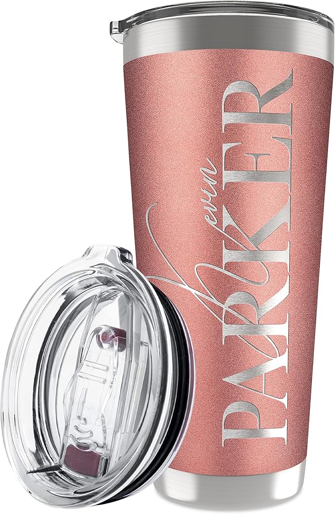Be Burgundy Personalized Tumbler with Engraved Name - 12 Designs, 30 Oz Coffee Tumbler with Slider Lid, Rose Gold, Double Wall Insulated - Gift for Mom, Women, Personalized Gift for Her - Bloomnest