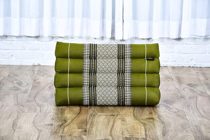 Leewadee Triangle Cushion – Comfortable Backrest for TV or Reading, Incline Pillow for Relaxing Made of Kapok, 20 x 13 x 13 inches, Green - Bloomnest