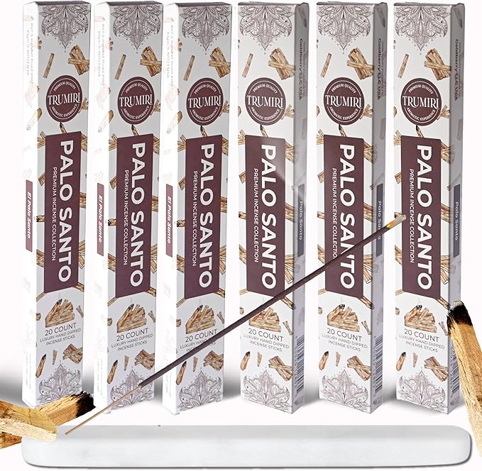 Palo Santo Incense Sticks - Incienso de Palo Santo - Total 120 Insence-Sticks - 6 Packs of 20 Insense - Inciensos - Inscents - Natural Non Toxic Ingredients - Incents - Incence TRUMIRI