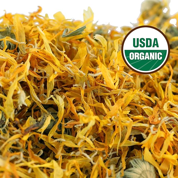 Calendula Tea 1LB (16Oz) 100% CERTIFIED Organic Whole Flower Herbal Tea (Calendula Officinalis), Caffeine Free in 1 lbs. Bulk Resealable BPA-free Bags from U.S. Wellness - Bloomnest