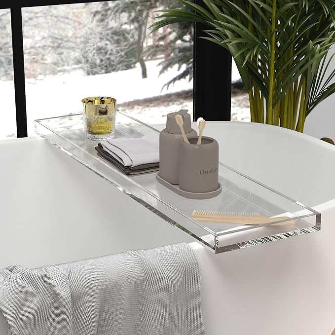Durable Clear Acrylic Towel Tray,Lucite Bathtub Caddy-82cm or 32.3inch Long - Bloomnest