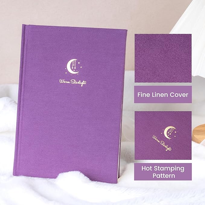 CAGIE Lined Journal Notebook for Women Girls, A5 Hardcover Linen Journals For Writing 256 Pages, Aesthetic Womens Diary, Gifts 8.3'' x 5.7'' Purple - Bloomnest