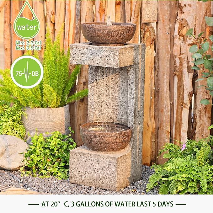 Waterfall Fountain Outdoor Garden Decor for Patio, Backyard, Deck, Porch and Home Art Decor, Outdoor Fountains and Waterfalls with Lights and Pebbles - Bloomnest