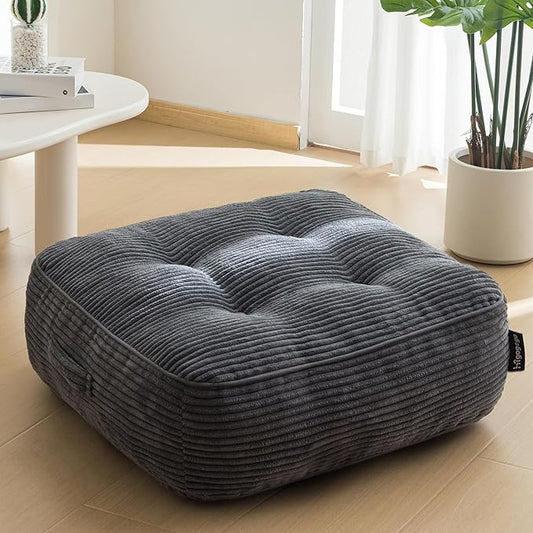 8" Washable Floor Pillow Cushion for Adults, Meditation Cushion Pillow, Large Square Floor Sitting, Removable Tufted Corduroy Cover, for Tatami Living Room or Yoga, 22x22 Inch, Machine Washable - Bloomnest