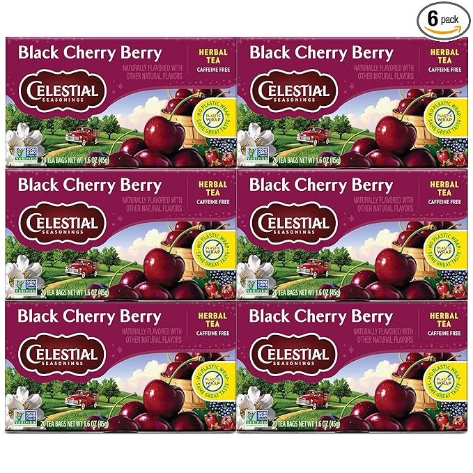Celestial Seasonings Herbal Tea, Black Cherry Berry, 20 Count (Pack of 6) - Bloomnest