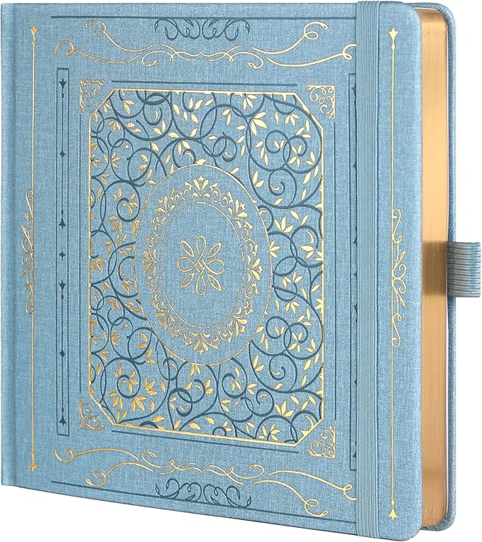 TIEFOSSI Dotted Journal Notebook, Dot Grid Notebook for Women Men, Hardcover PU Leather Journal, 160 GSM Thick Paper, 160 Numbered Pages with Gold Edges, 8 x 8 Square Diary - Bloomnest