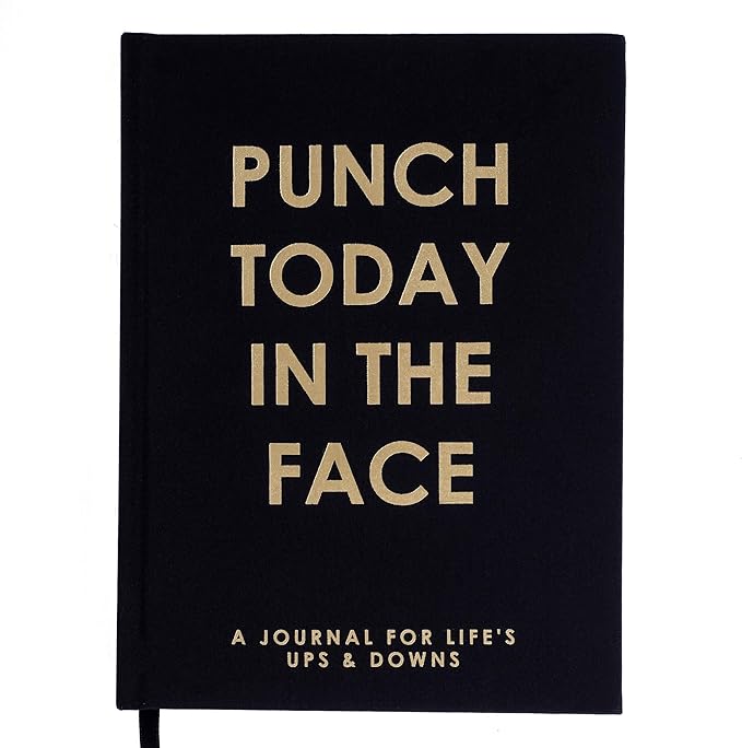 Graphique Self-Care Journal - Punch Today in the Face - 256 Pages - Weekly Quote & Daily Fill in Interiors - Hardbound Fabric Cover - Ribbon Marker (6" x 8") - Bloomnest