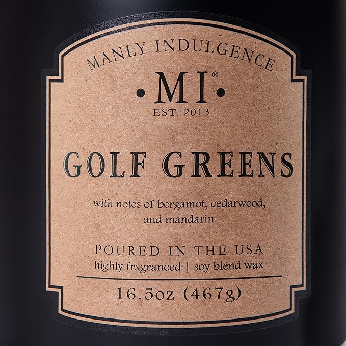 Manly Indulgence Golf Greens Scented Candles for Men, 2 Wick, 16.5 oz, Premium Soy Blend Wax, 60H Burn, Candles for Home Scented - Made in The USA - Bloomnest