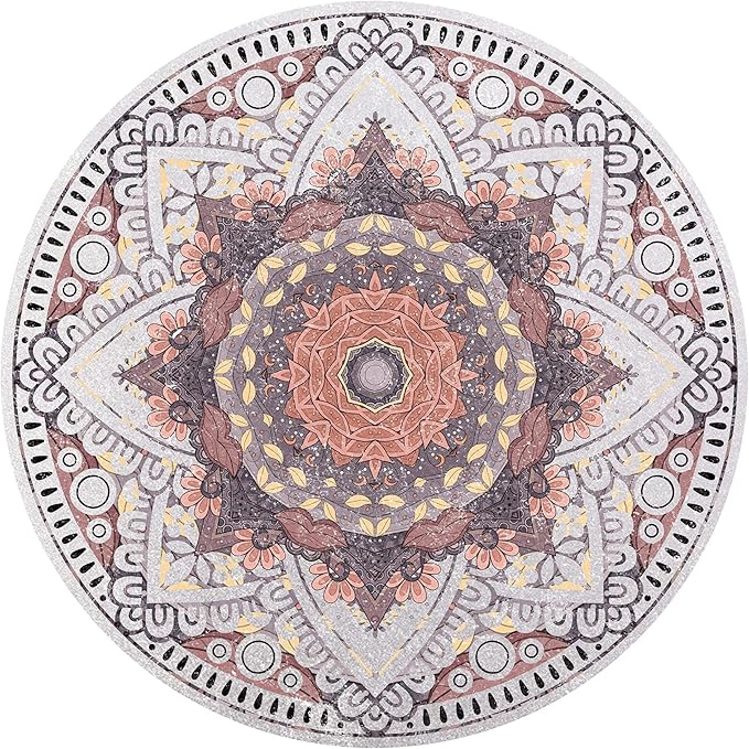 Knsbk Large Round Yoga Mat 4.6'X3.5mm for Exercise Premium Extra Thick, Ultra Comfortable, Non Slip, Meditation Mat - Bloomnest