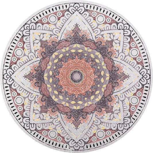 Knsbk Large Round Yoga Mat 4.6'X3.5mm for Exercise Premium Extra Thick, Ultra Comfortable, Non Slip, Meditation Mat - Bloomnest