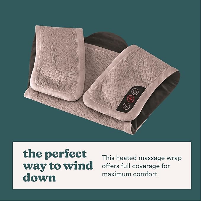 Homedics Vibration Heated Shoulder Massager Wrap, Comfort Pro Elite, Soft Fabric, Tension Relief, 2 Speeds & Styles, Long, NMS-450H - Bloomnest